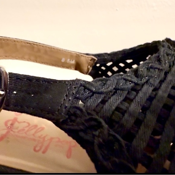 Jelly Pop Hestia stacked cork wedge slingback sandals, blk, 8.5, kindly used - Picture 7 of 9